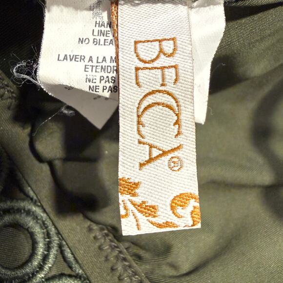 Becca Siren Eyelet Crochet Halter 2 Piece Bikini Top and Bottom Green Small - Picture 4 of 5